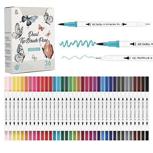 GC Watercolour Dual Tip Pen Set-36 Colours Art Markers with Brush and -  gcquill