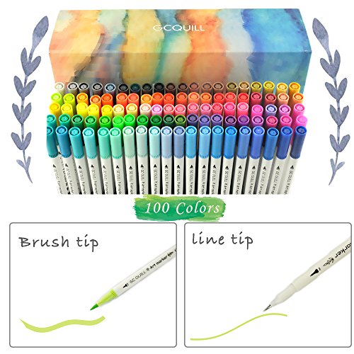 GC QUILL 100 Colori Brush Pen Lettering Pennarelli Doppia Punta Fine GC QUILL 100 Colori Brush Pen Lettering Pennarelli Doppia Punta Fine