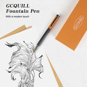 GC QUILL Fountain Pen Set – Fine Nib with 12 Ink Cartridges and Ink Refill Converter, Pen Gift Set for Writing Journaling Calligraphy – GC-F12