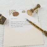 GC QUILL Antique Quill Pen Set Unique Half-Patterned Feather Pen Set With 6 Nibs 1 Bottle Of Ink 1 Wax Seal Stamp 1 Pen Holder 1 Sealing Wax LL-149