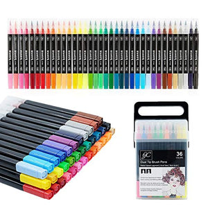 GC Dual Brush Pens Set, 36-Pack Watercolor Calligraphy Markers - GCAH36