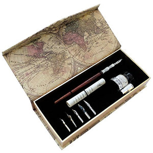 Antique Wooden Stem Pen Handcrafted Calligraphy Pen Set - LL-18