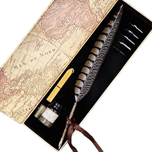 Quill Pen Antique Feather Pen Handcrafted Calligraphy Pen Set Dip Nib ...